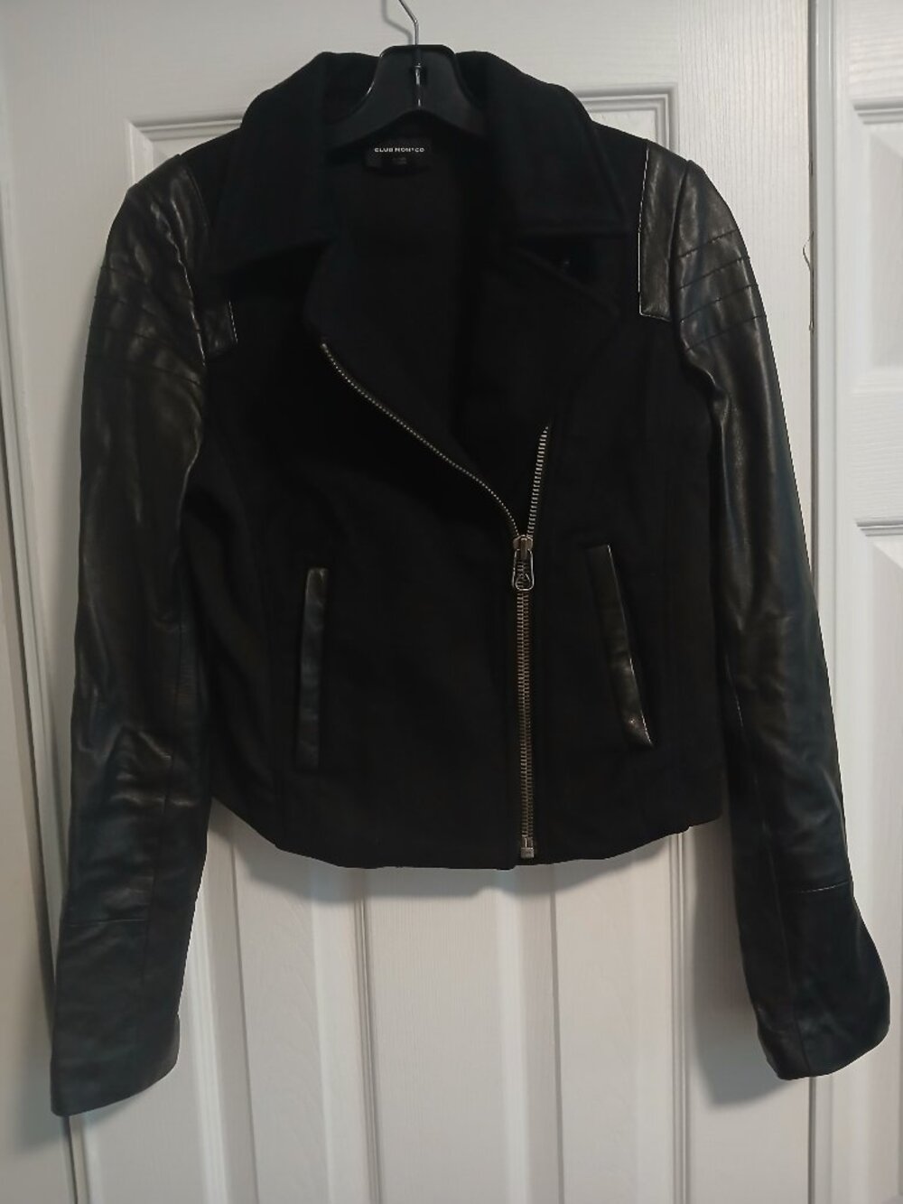 Club Monaco Leather Cashmere Wool Moto Jacket